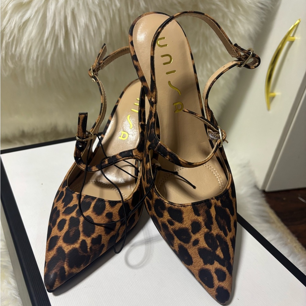 Unisa Brown Leopard Print Heels - Picture 2 of 2